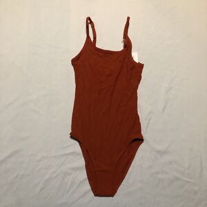 RICHER POORER Women's Orange Red Baby Rib Strappy Bodysuit Size XS MSRP $48